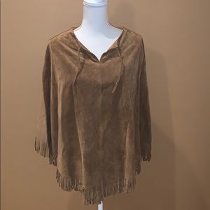 Genuine Leather Suede Poncho Cape Fringes Old Navy
